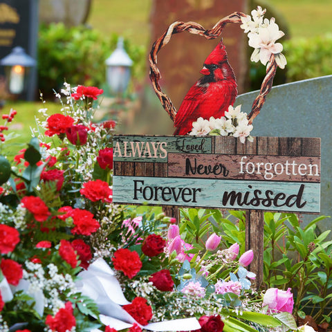 Zonon Cardinal Floral Detail red stake adds decorative charm to memorial spaces.