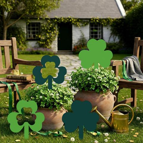 Zonon Irish-theme decor creates a festive focal point for outdoors.