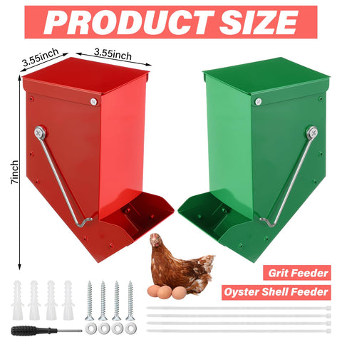Zonon grit feeder mounted on coop wall, stable mineral access.