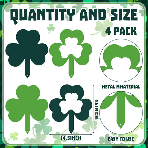 Zonon metal shamrock garden stakes provide durable outdoor decor.