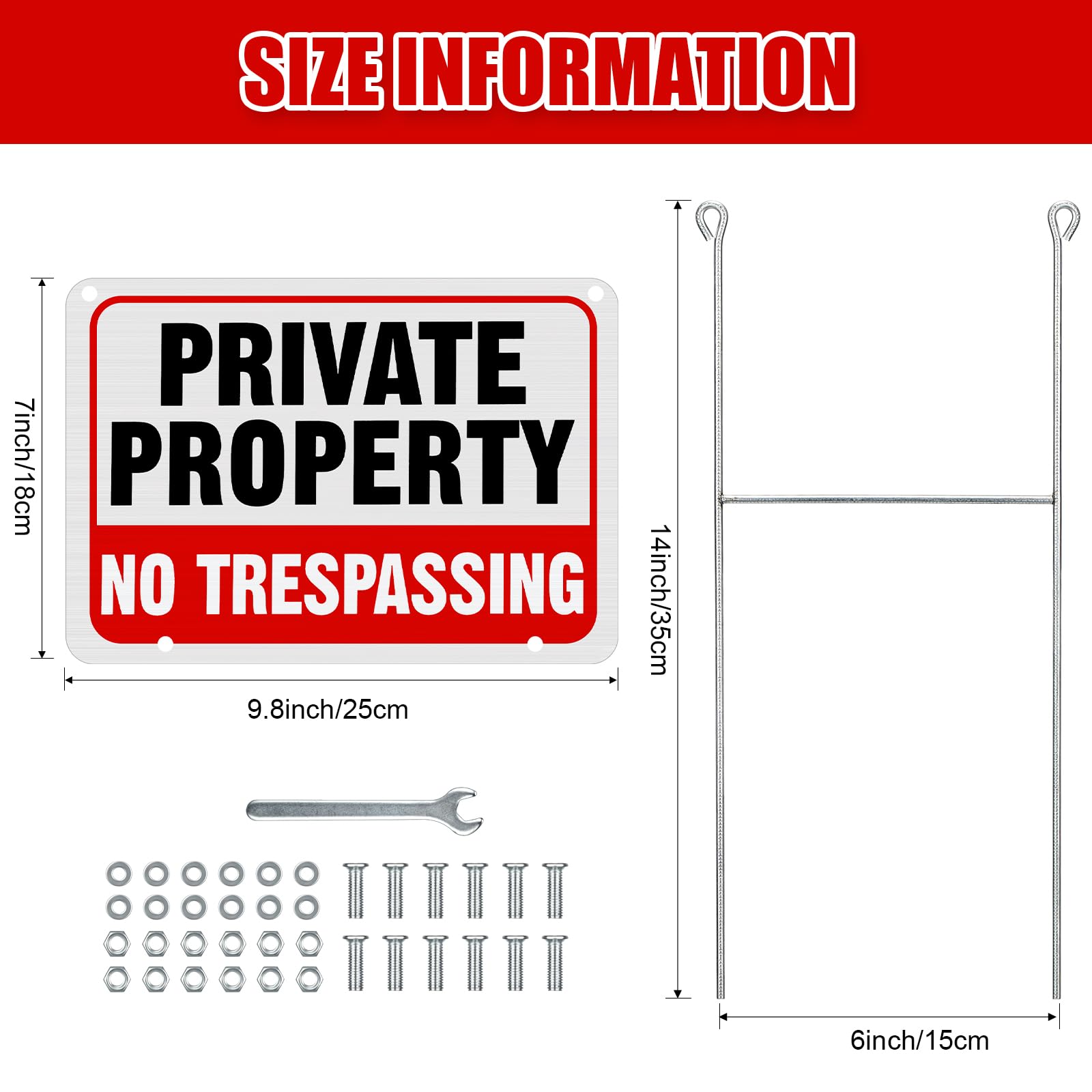 Zonon private property sign 12x8 inches with reflective coating.