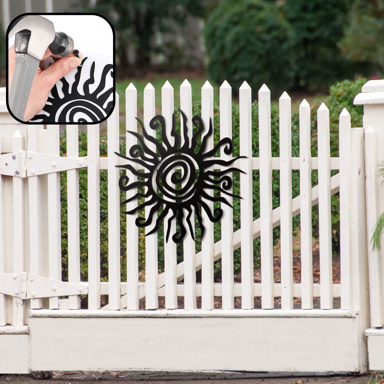 Zonon wacky sun metal wall decor provides sturdy outdoor hanging.