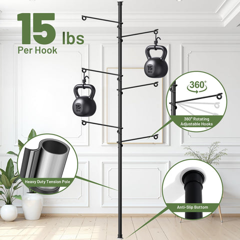 Zononoca tension rod plant stand adjustable hooks for precise plant positioning