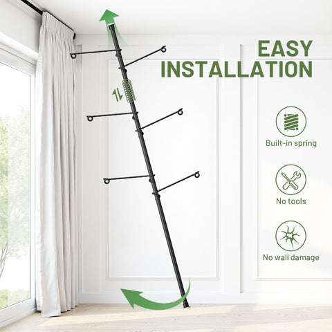 Zononoca tension rod plant stand modern boho aesthetic in living room