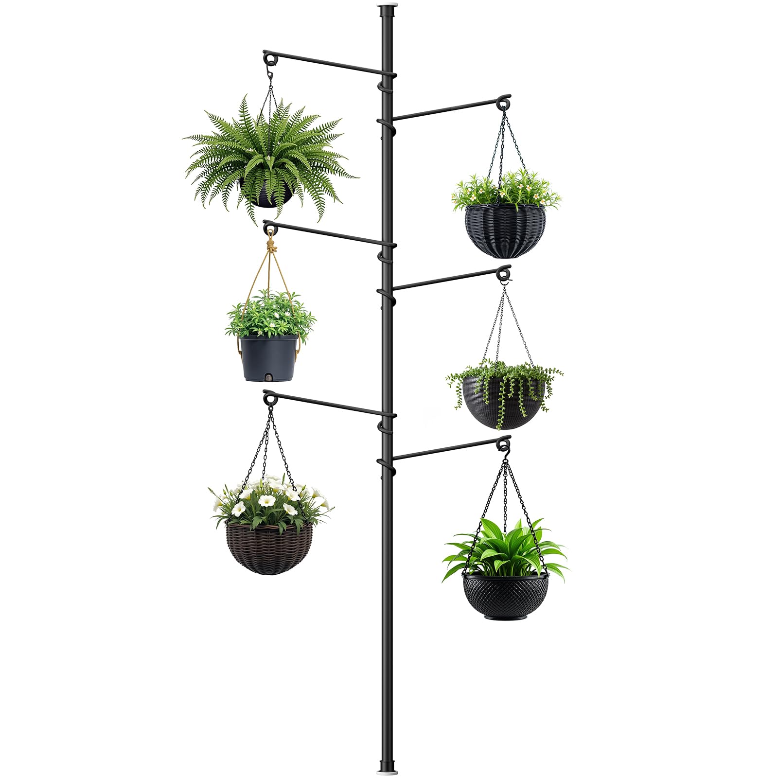 Zononoca tension rod plant stand top view highlights space-saving vertical display