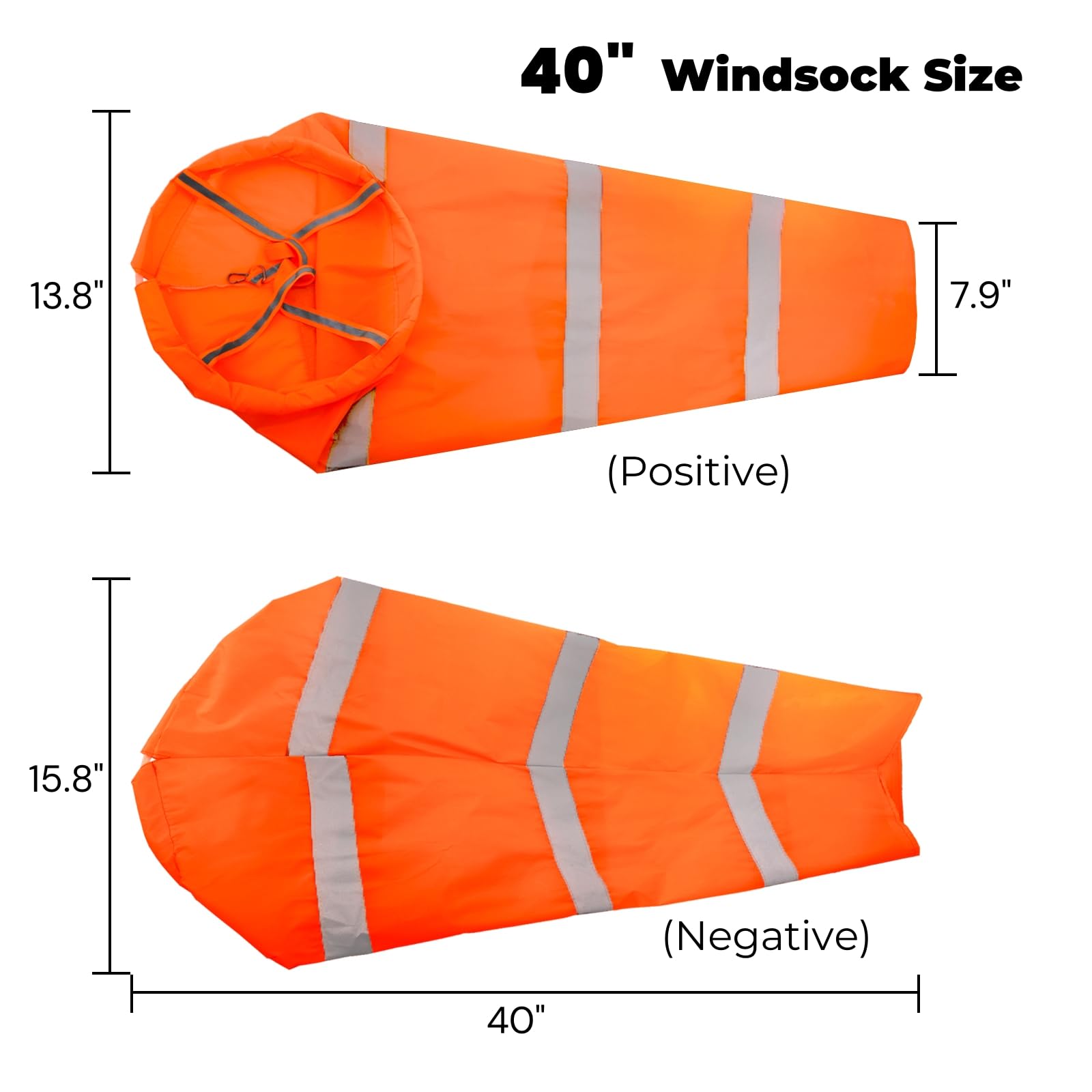 Bright orange ZOOFOX windsocks with reflective belt for day and night visibility