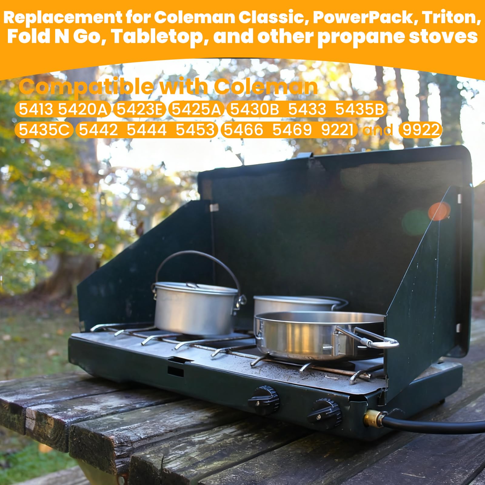 Zookpr Coleman stove compatibility image highlights broad model support