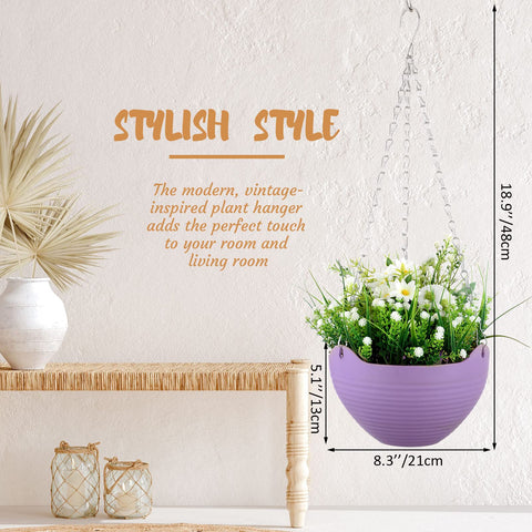 Zopeal 8-inch purple hanging planter with perforated insert for balanced moisture.