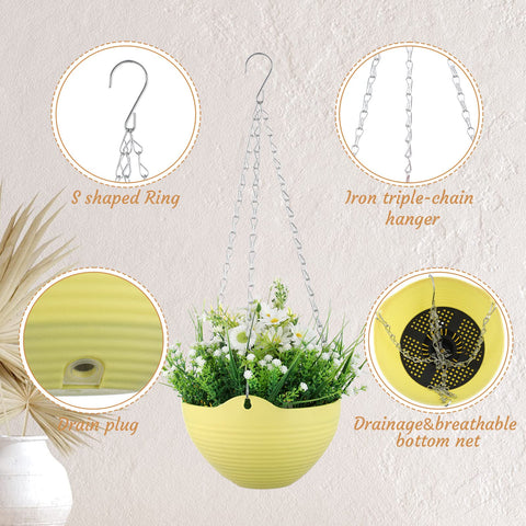 Zopeal 8-inch yellow hanging planter with durable resin for vibrant decor.