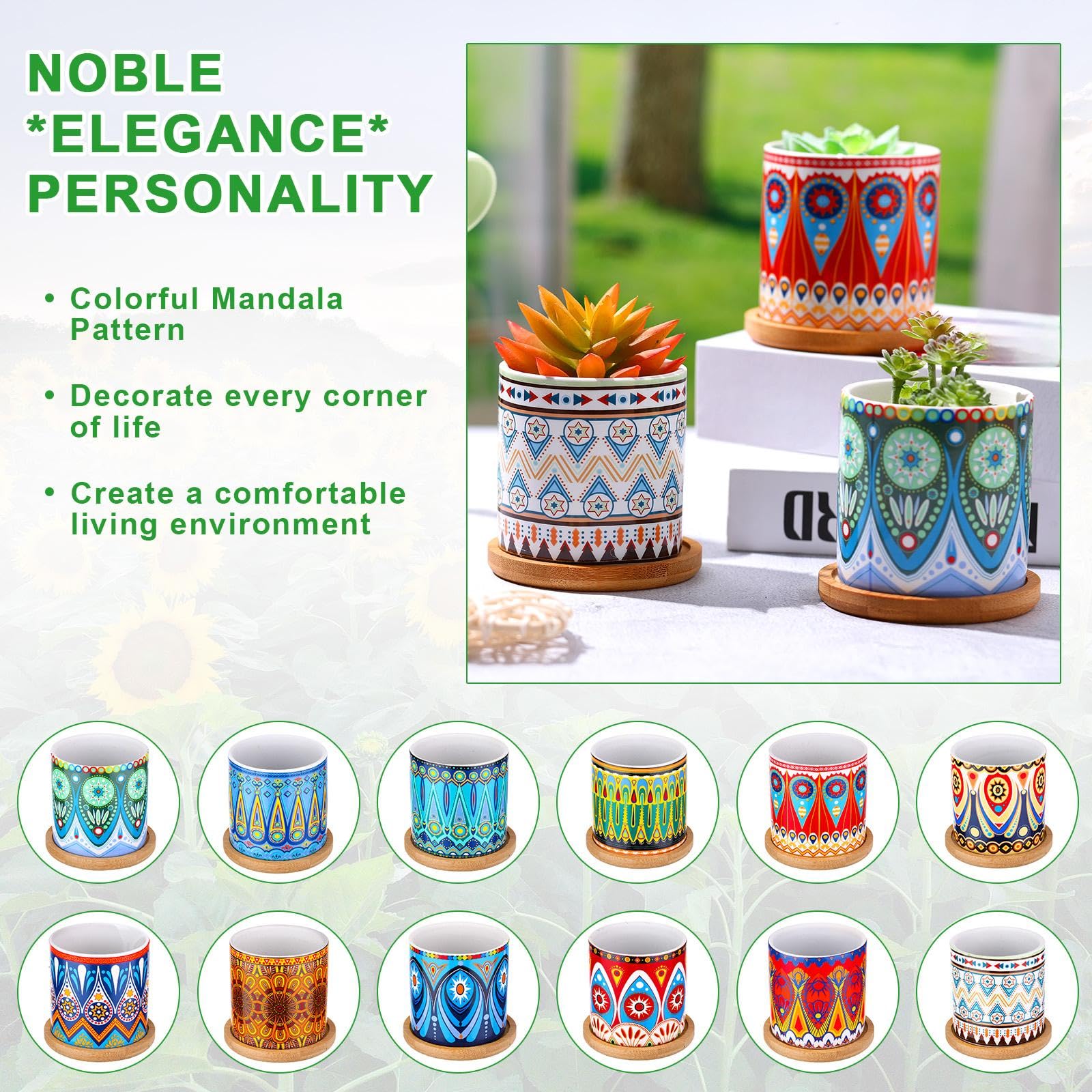 Boho fiesta-style planters pair with spring decor for lively home styling.