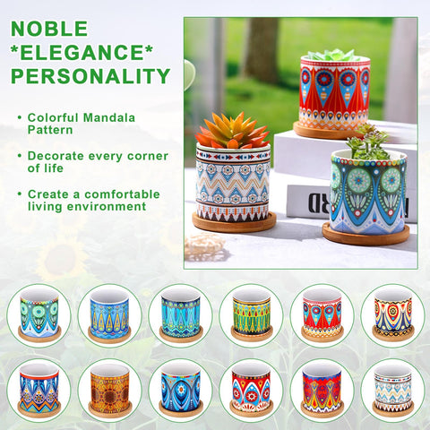 Boho fiesta-style planters pair with spring decor for lively home styling.