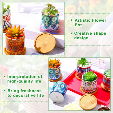 Drainage holes and bamboo tray keep surfaces clean and plants thriving.