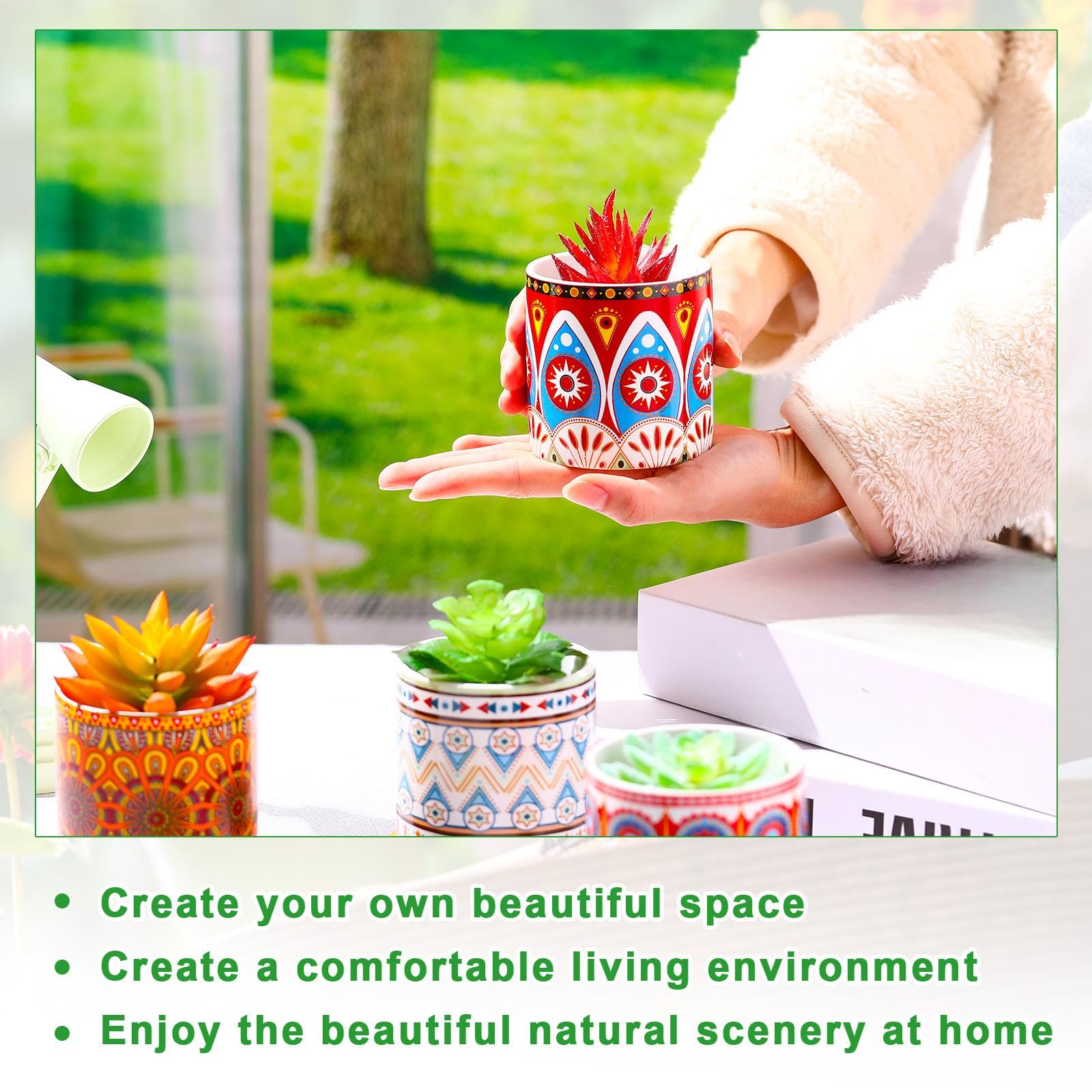 Small 3-inch ceramic pots suitable for succulents and mini flowers.