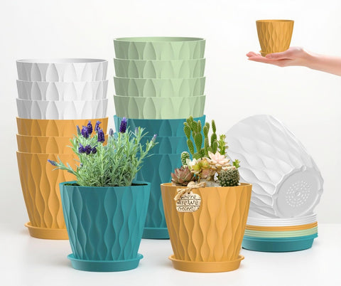 Zople 16-pack 4-inch planter pots with tray for herbs and succulents