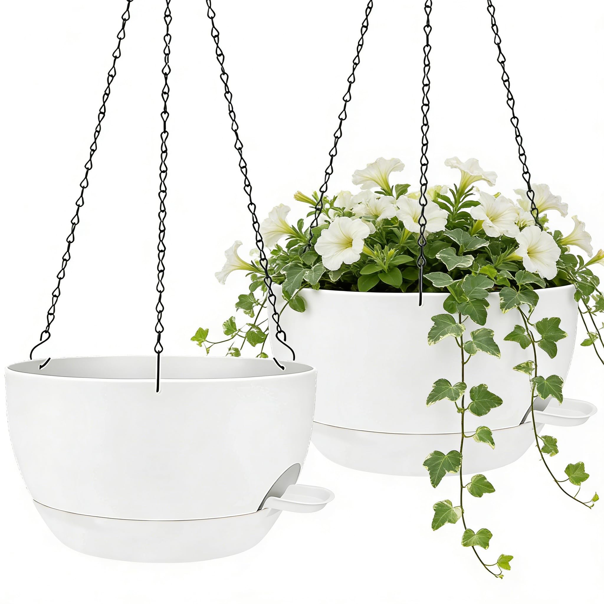 Zople 2-pack 12-inch planter with built-in reservoir for easy, two-week hydration.