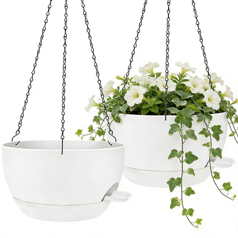 Zople 2-pack 12-inch planter with built-in reservoir for easy, two-week hydration.