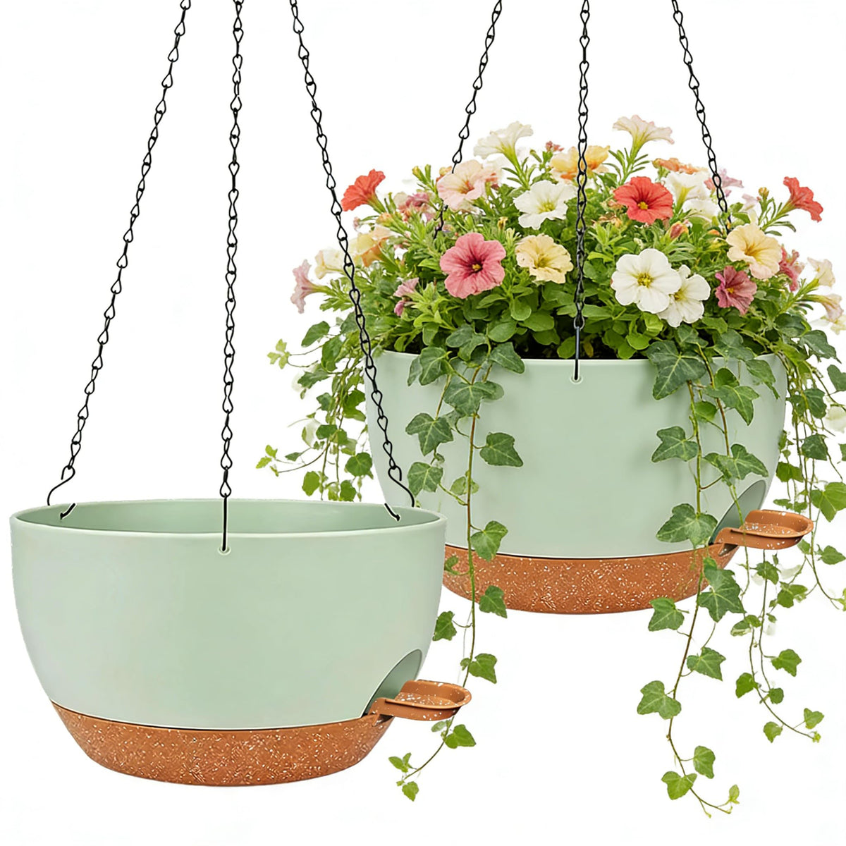 Zople 2-pack 12-inch self-watering planters ready for indoor or outdoor display