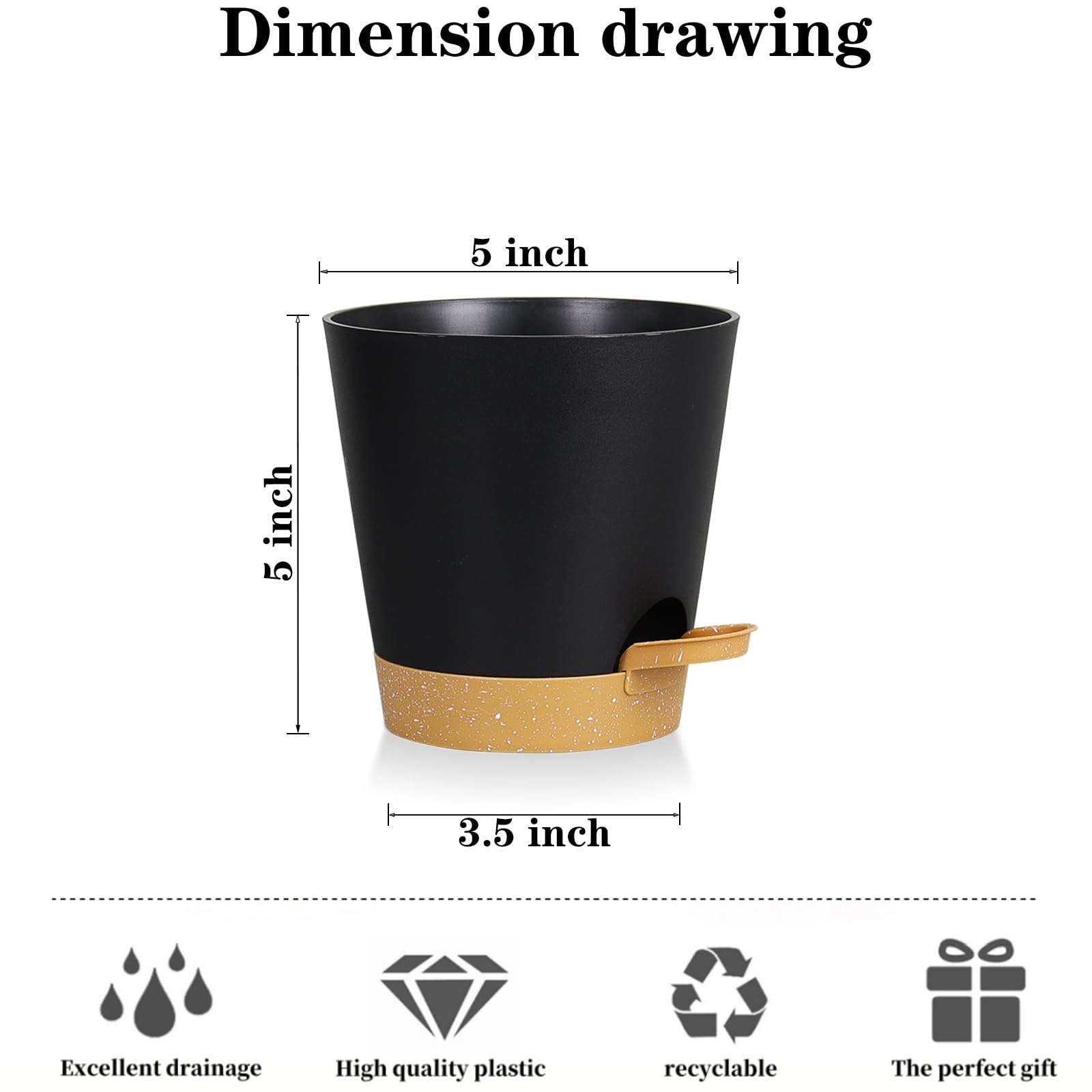 Close-up of drainage holes on Zople 5in self-watering pot supporting air flow