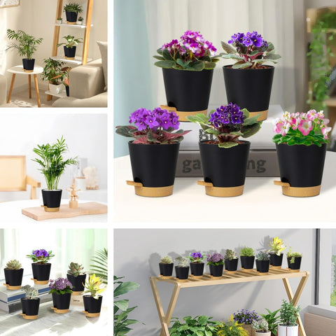 Matte finish of Zople 5in self-watering pot complements decor