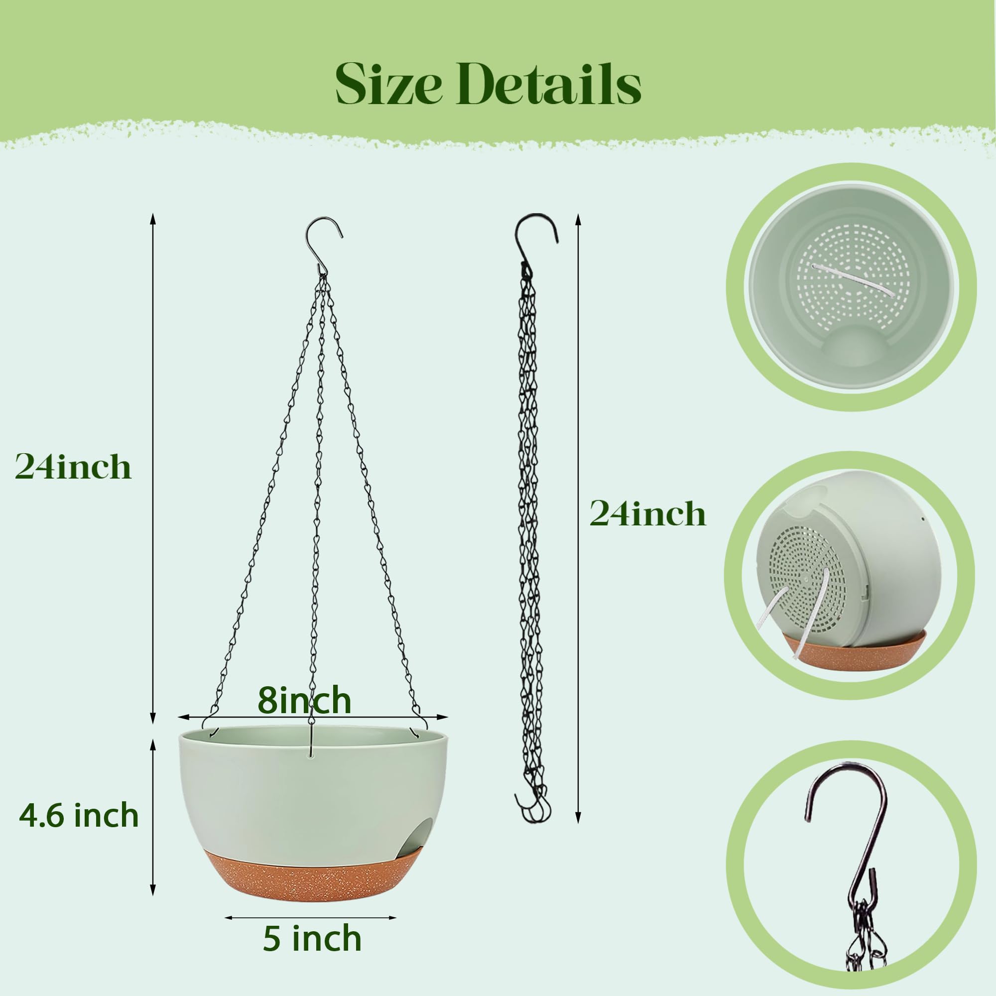 Zople 8-inch self-watering planter side view highlights durable jute ropes
