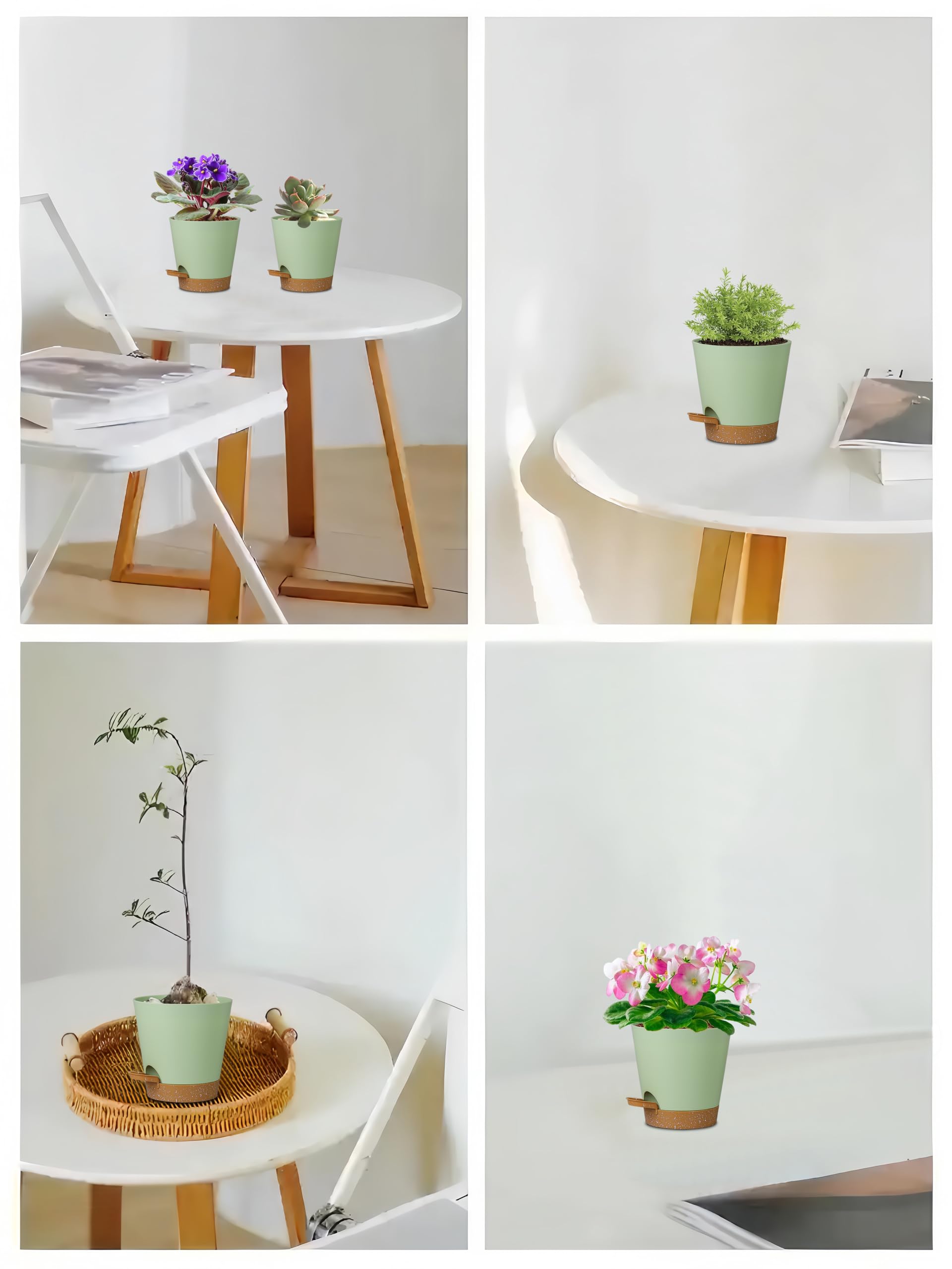 Zople green-brown plastic planter with modern matte finish for decor