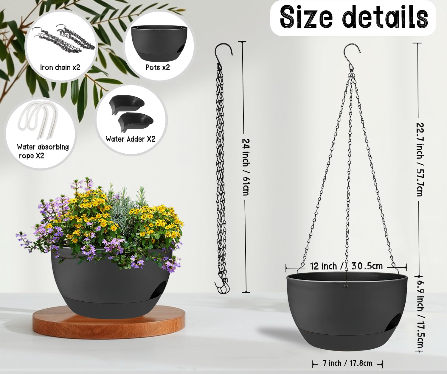 Zople self-watering reservoir and water dispenser support easy refilling.