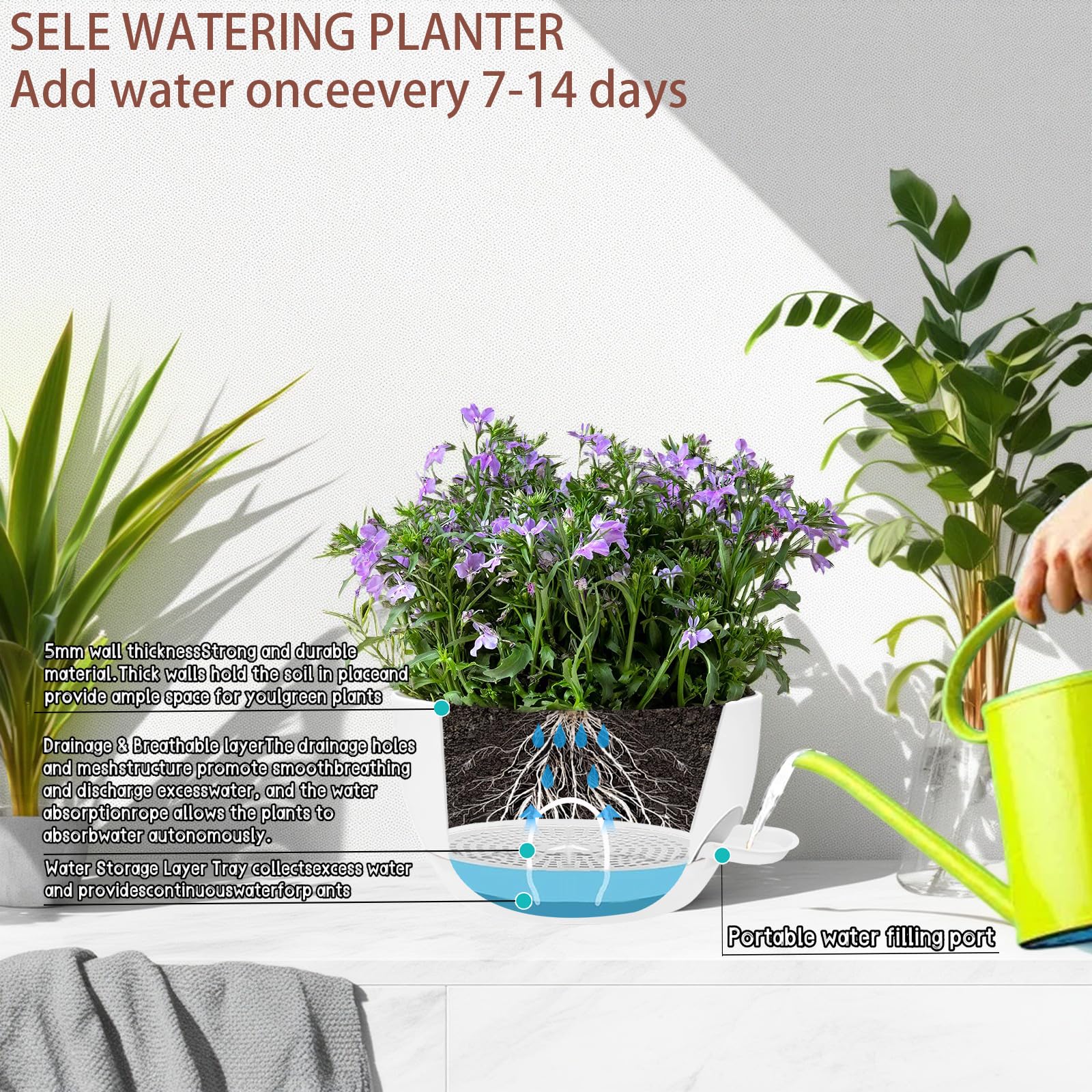 Zople UV- and frost-resistant white planter withstands sun and cold.