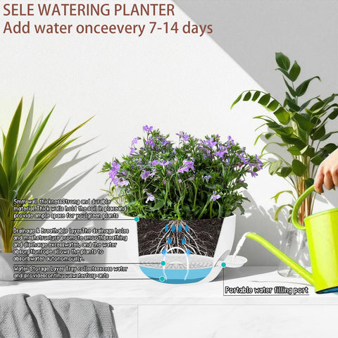 Zople UV- and frost-resistant white planter withstands sun and cold.