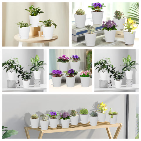 Zople white minimalist planter blends with home or office décor and lightens spaces