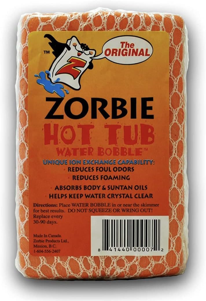 Zorbie Water Bobble in spa absorbs oils for clearer water.