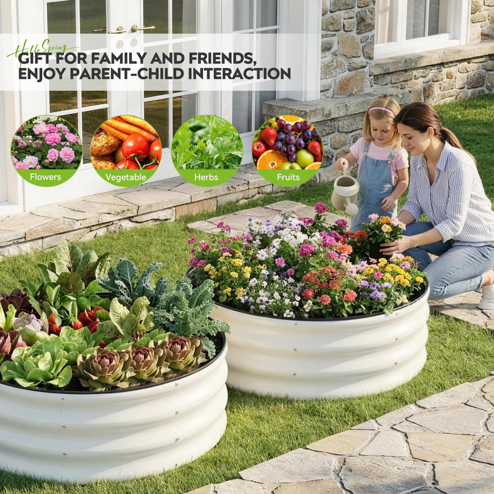 ZORMY round bed ideal for vegetables, fruits, and flowers.