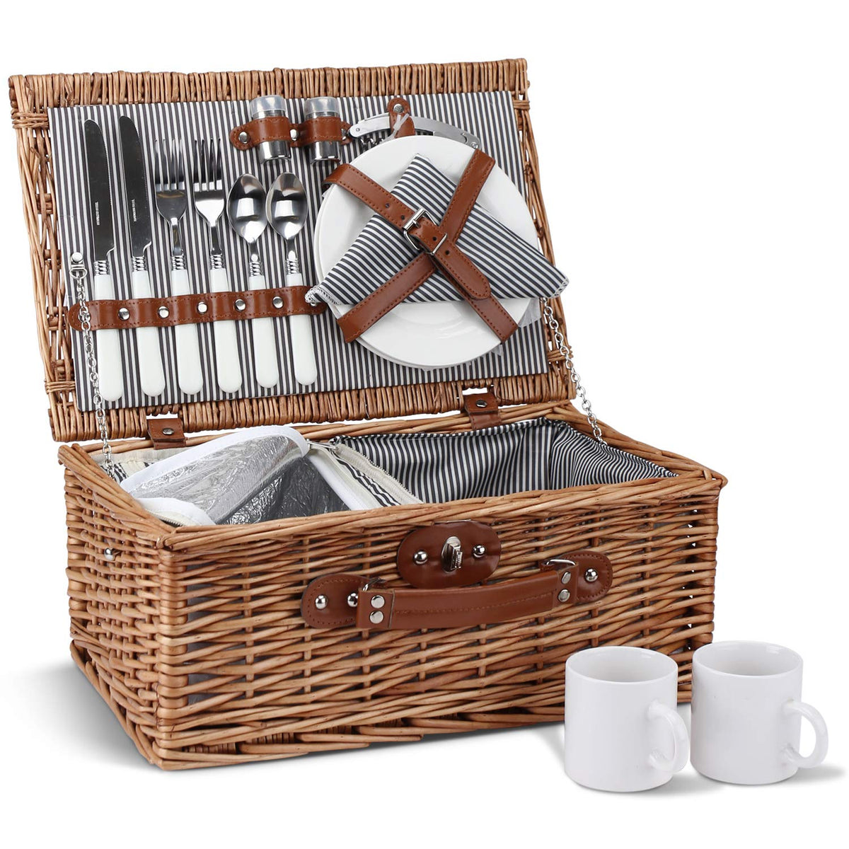 ZORMY picnic basket with insulated compartment keeps hot or cold meals ready