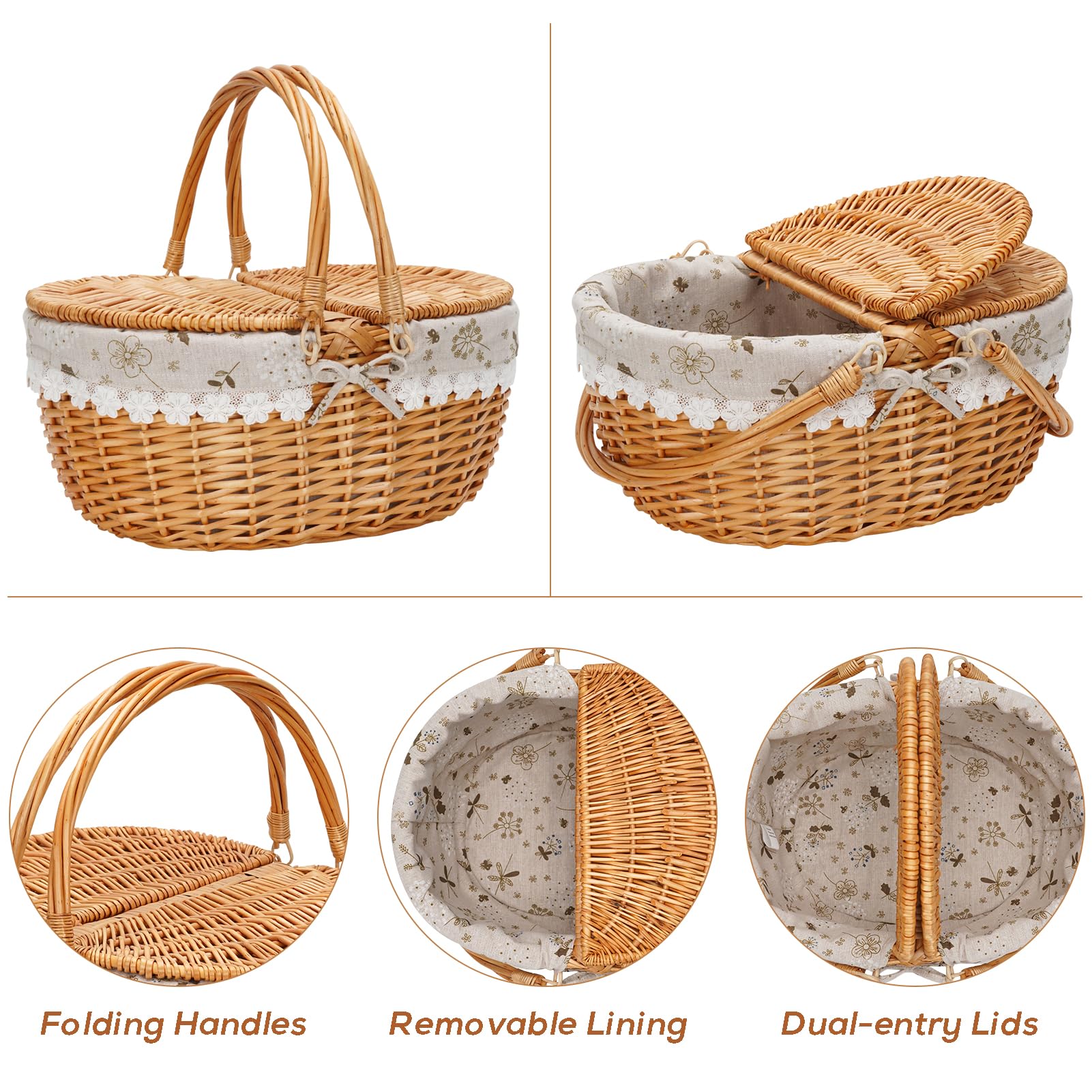ZORMY lace-detail wicker basket adds a touch of style
