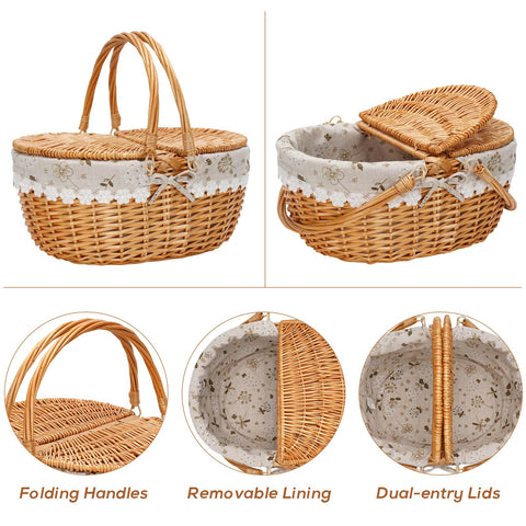 ZORMY lace-detail wicker basket adds a touch of style