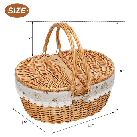 ZORMY picnic basket with lid and removable liner for easy cleaning
