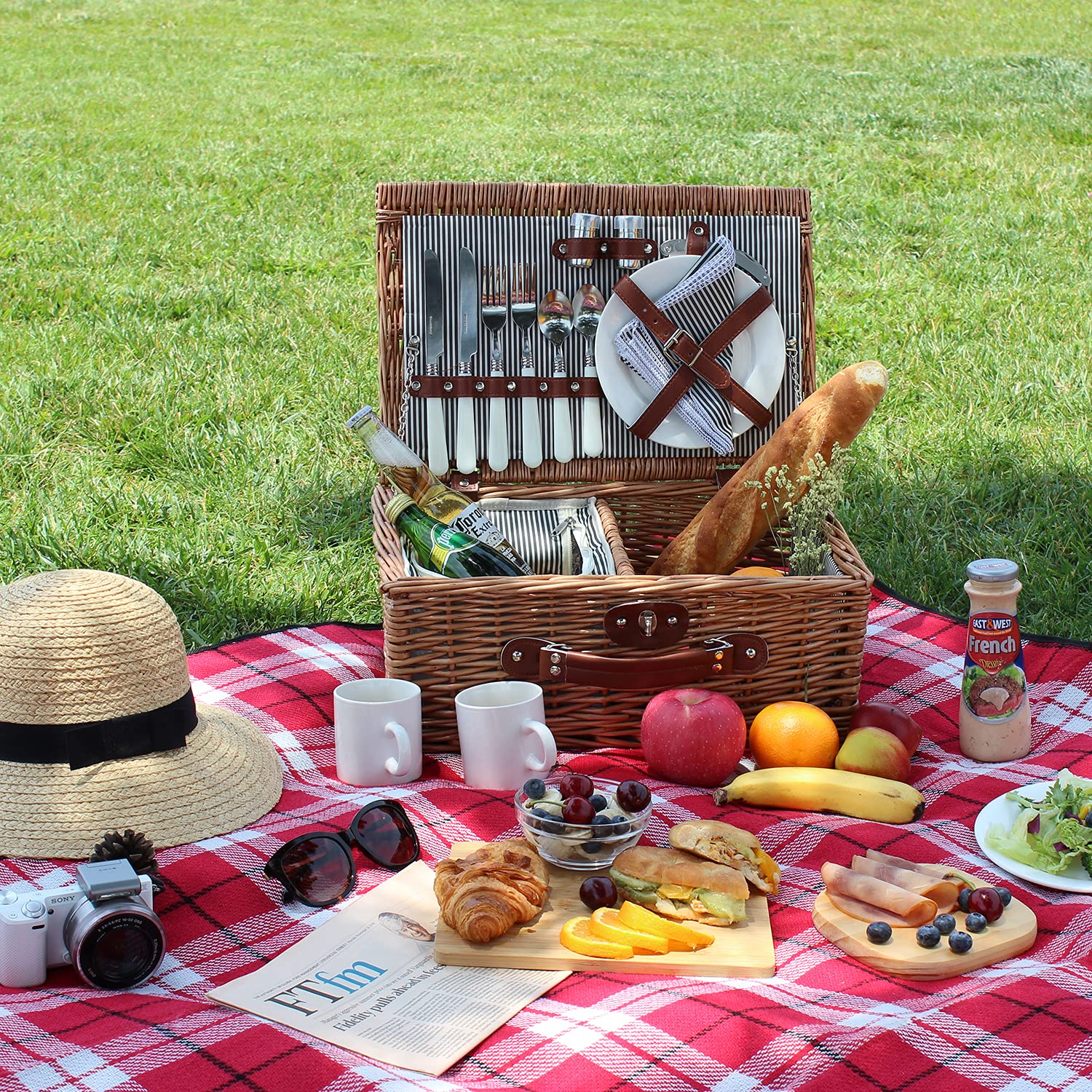 ZORMY picnic basket with PU handle for easy carrying