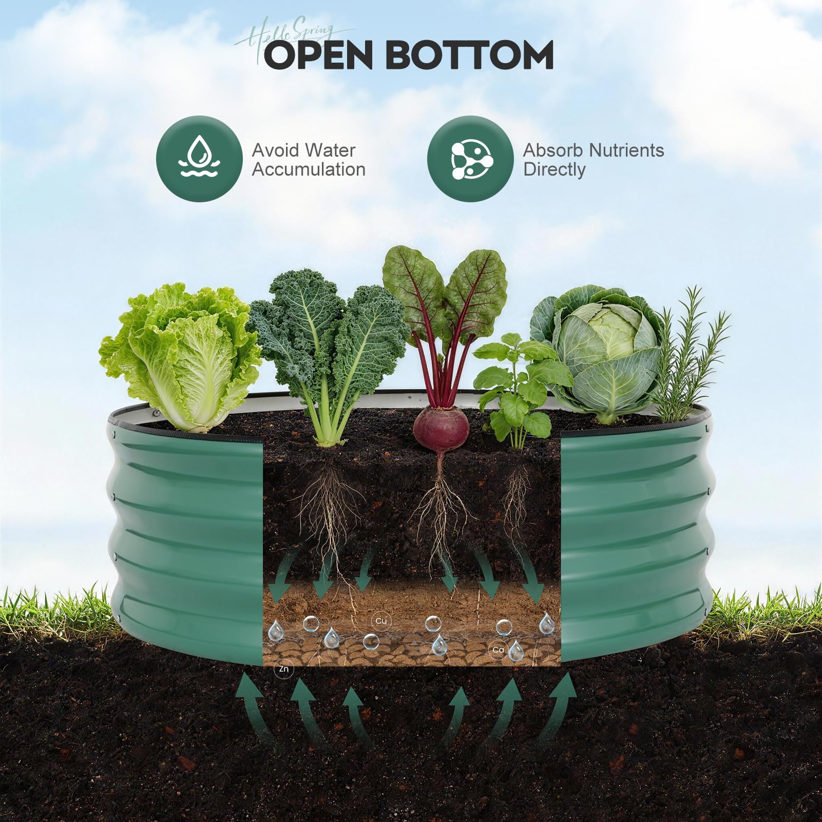 ZORMY round planter in garden adds charming curb appeal.