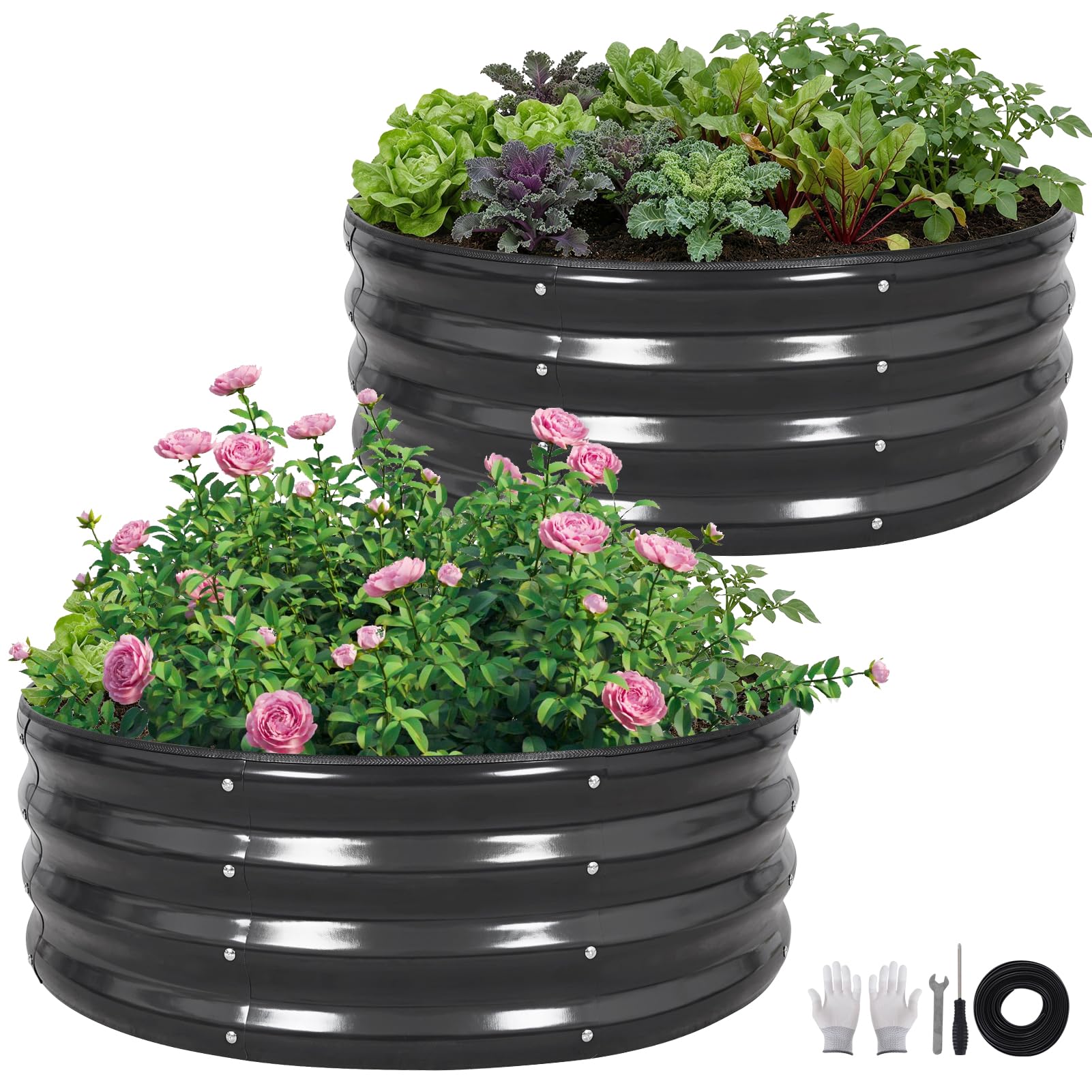 ZORMY round galvanized raised bed assembly view facilitates quick setup for planting