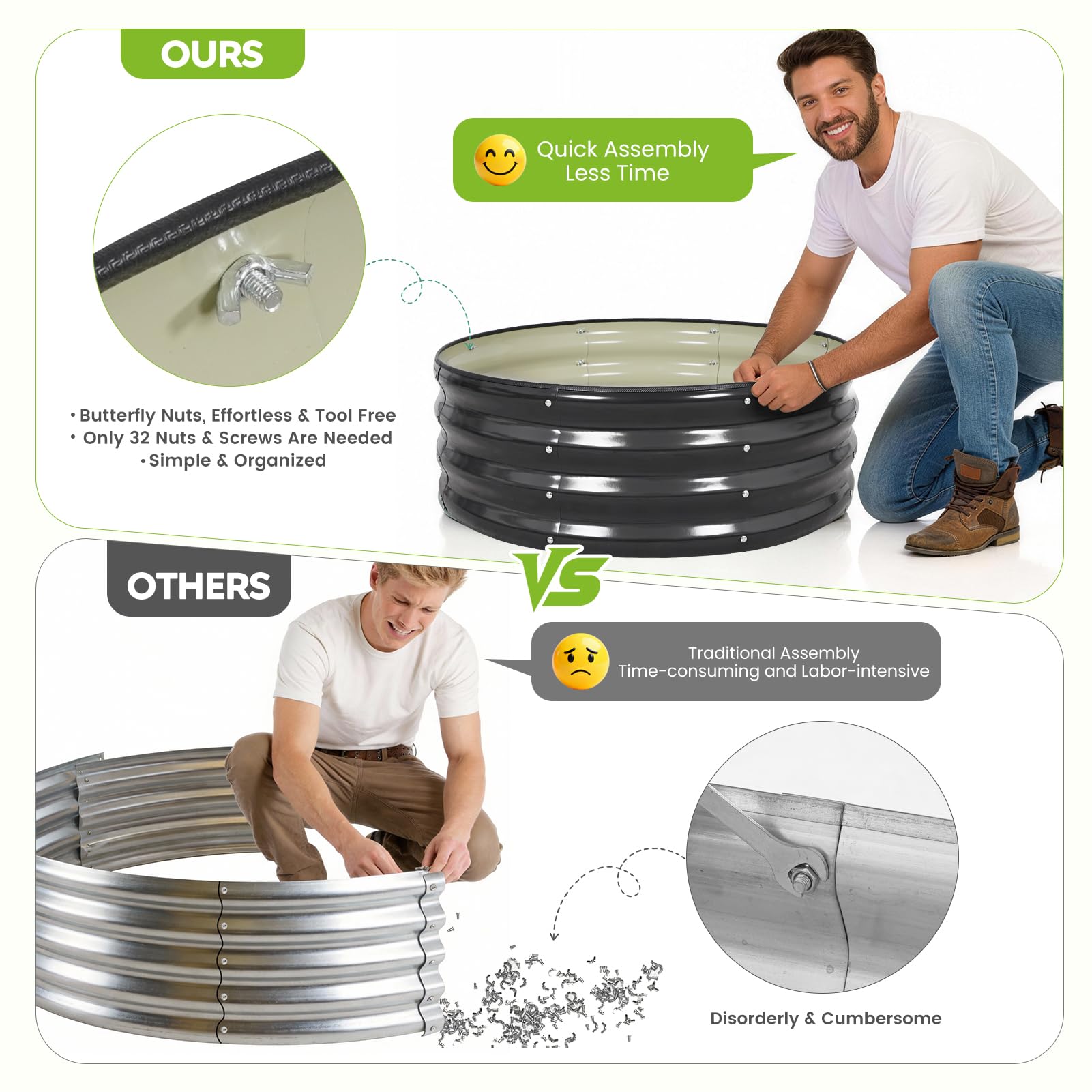 ZORMY round raised bed corrugated walls emphasize structural rigidity