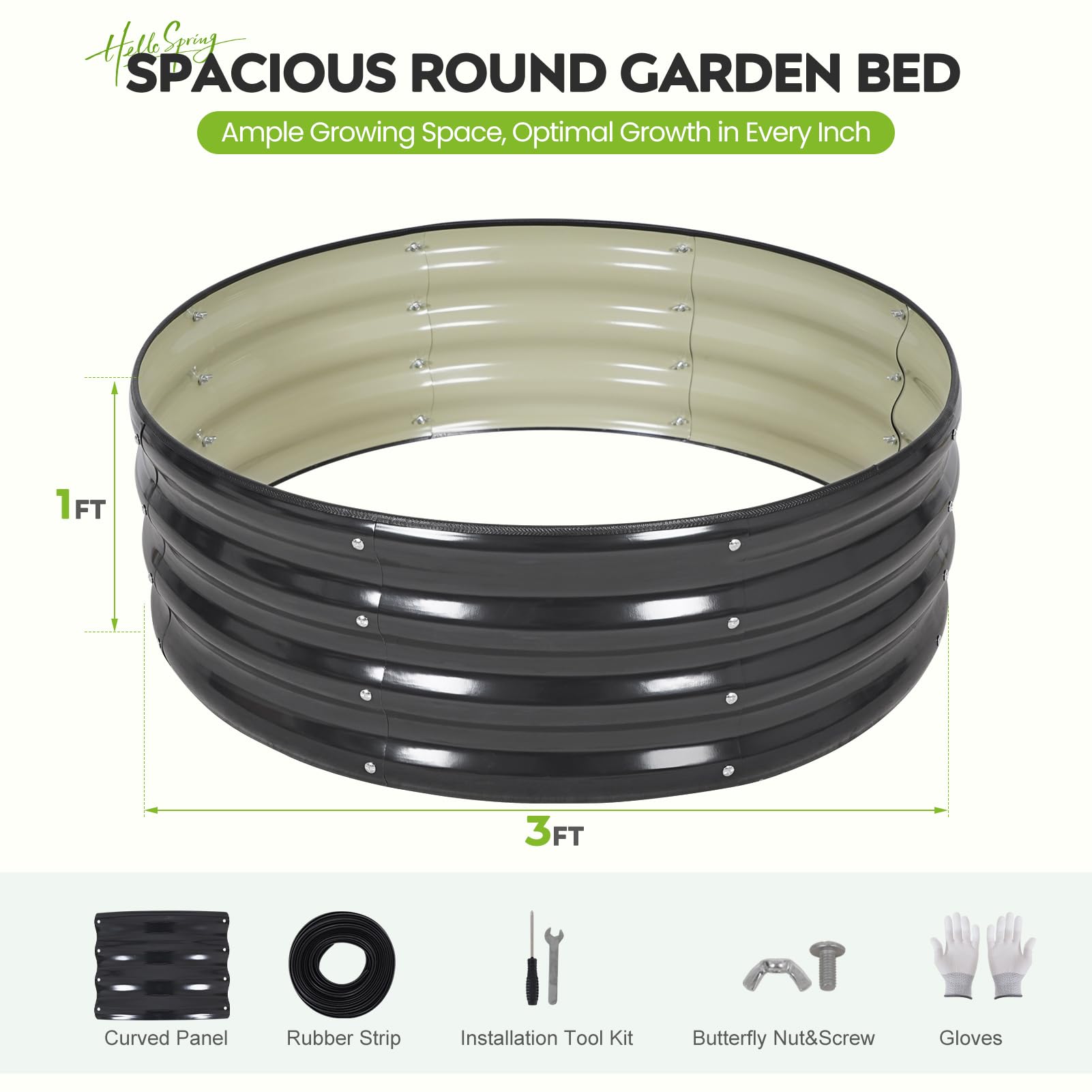 ZORMY round raised bed side view highlights space‑efficient circular design