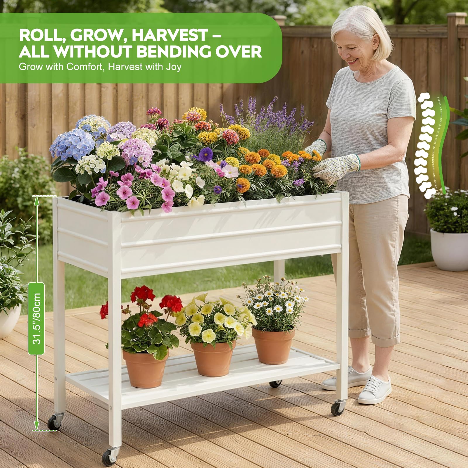 ZORMY lockable wheels allow smooth repositioning on balconies and patios.
