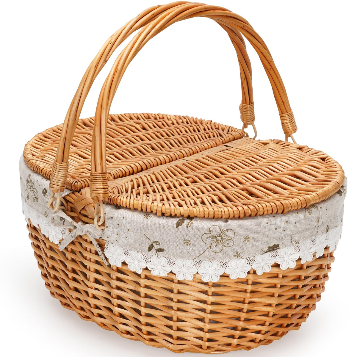 ZORMY wicker picnic basket, 15-inch size, ideal for two