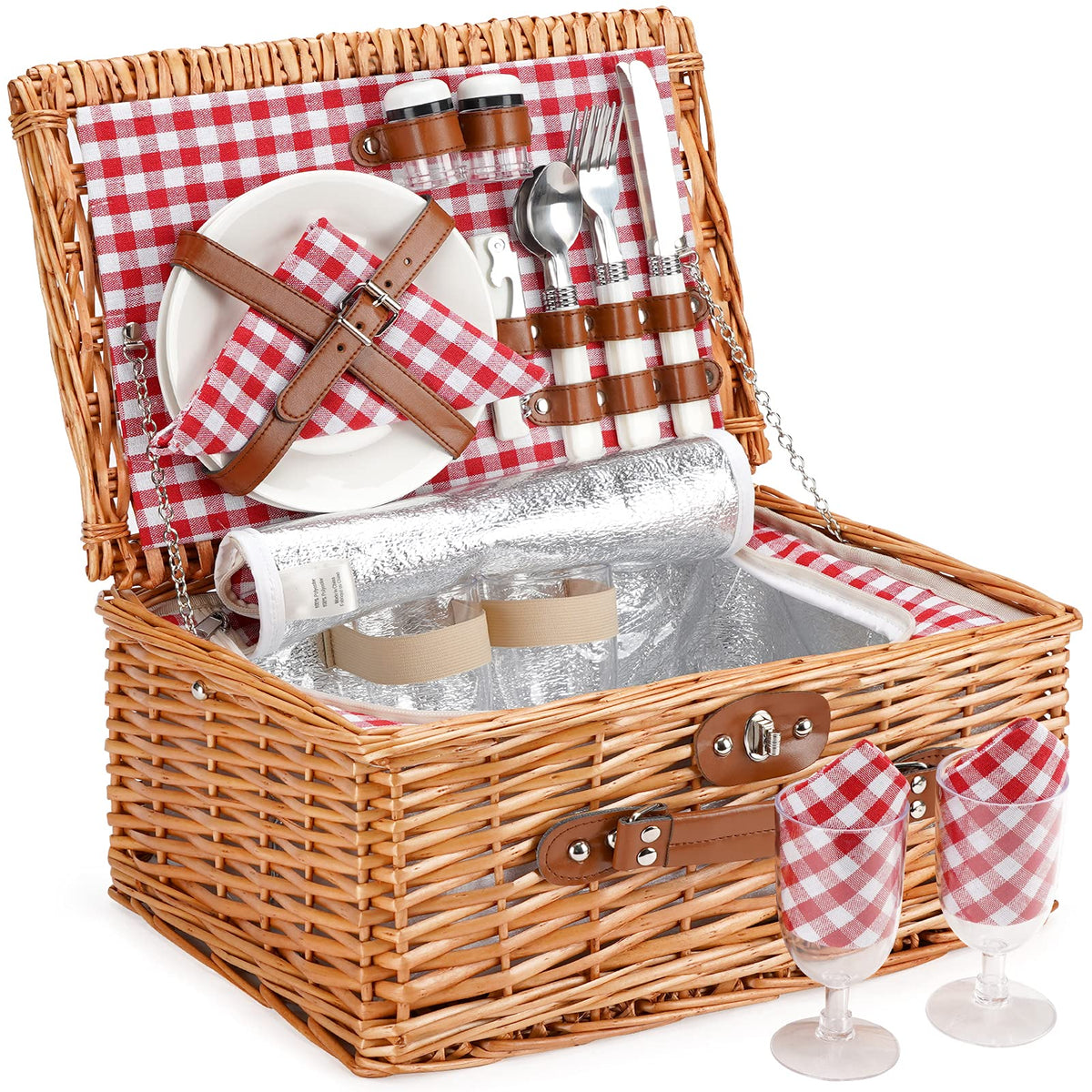 ZORMY wicker picnic basket with insulated compartment for hot or cold meals