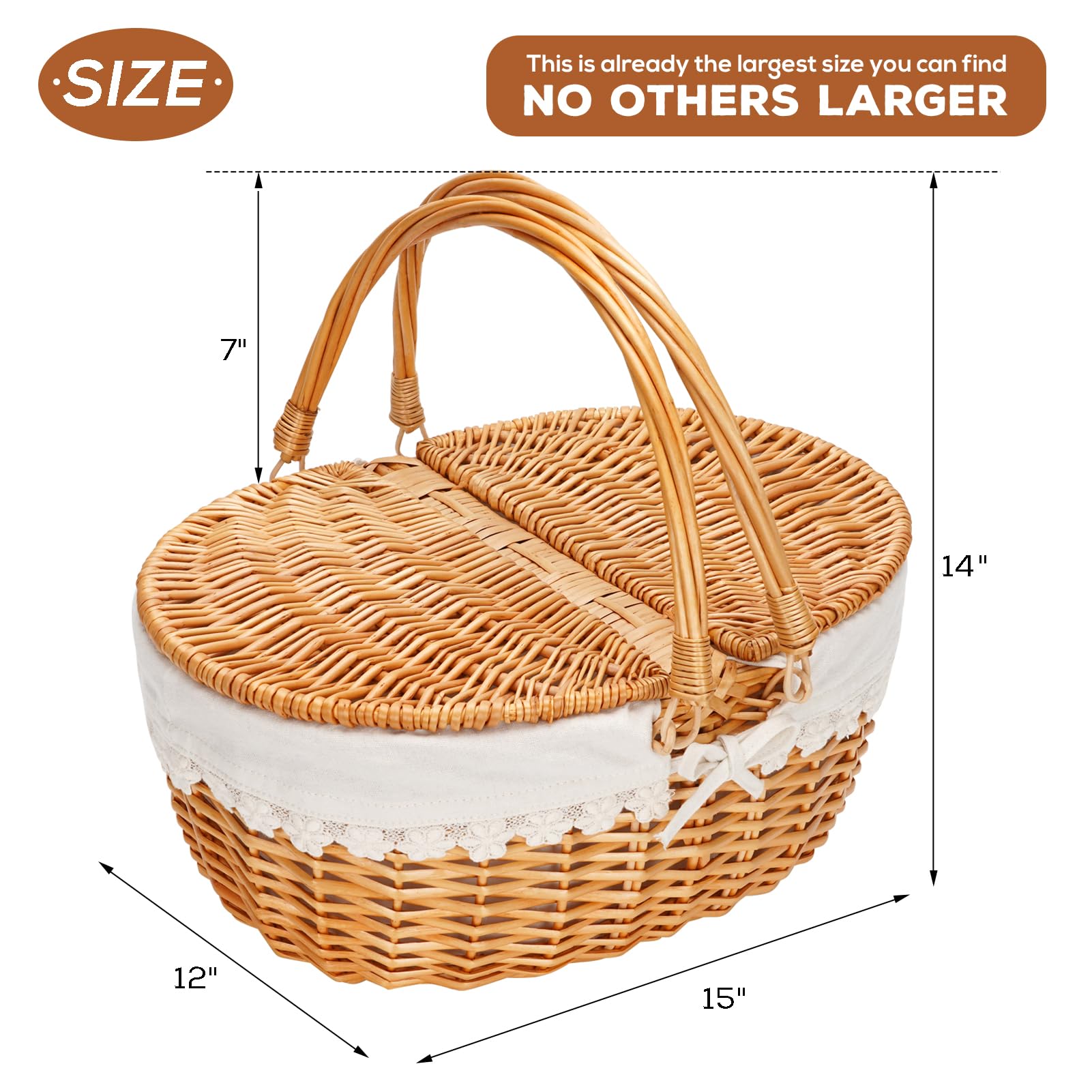 ZORMY wicker picnic basket cream color complements any picnic setup.