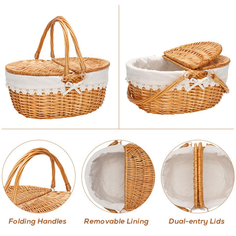 ZORMY wicker picnic basket natural wicker finish for rustic outdoor charm.