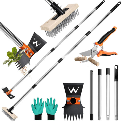 ZORSHUY 4-in-1 weeding tool with long handle for effortless bed prep.