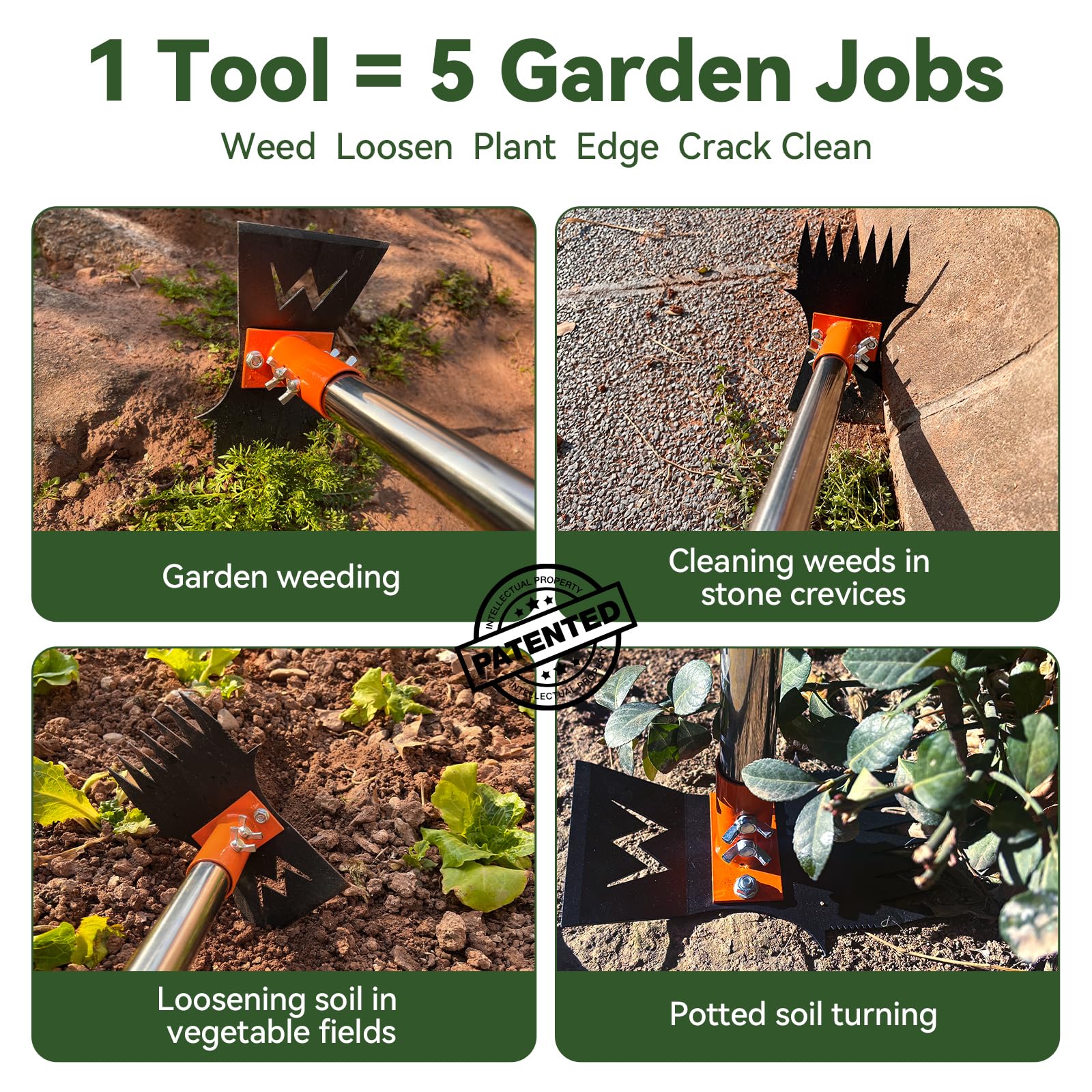 ZORSHUY dual-head garden hoe for versatile soil loosening.
