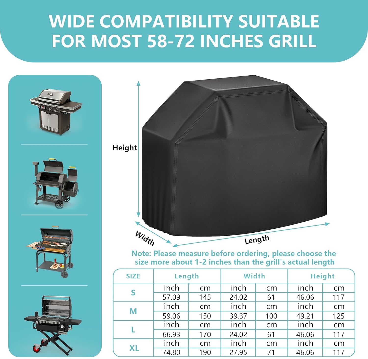 ZOTUEN grill cover made of 210D ripstop fabric to resist tears and wear.
