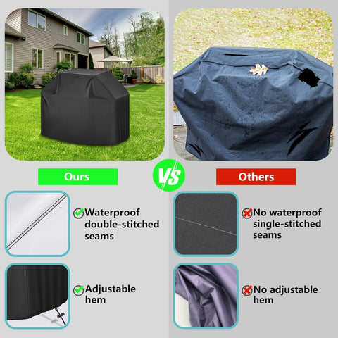 ZOTUEN grill cover double-stitch-drawstring ensures secure windproof fit.