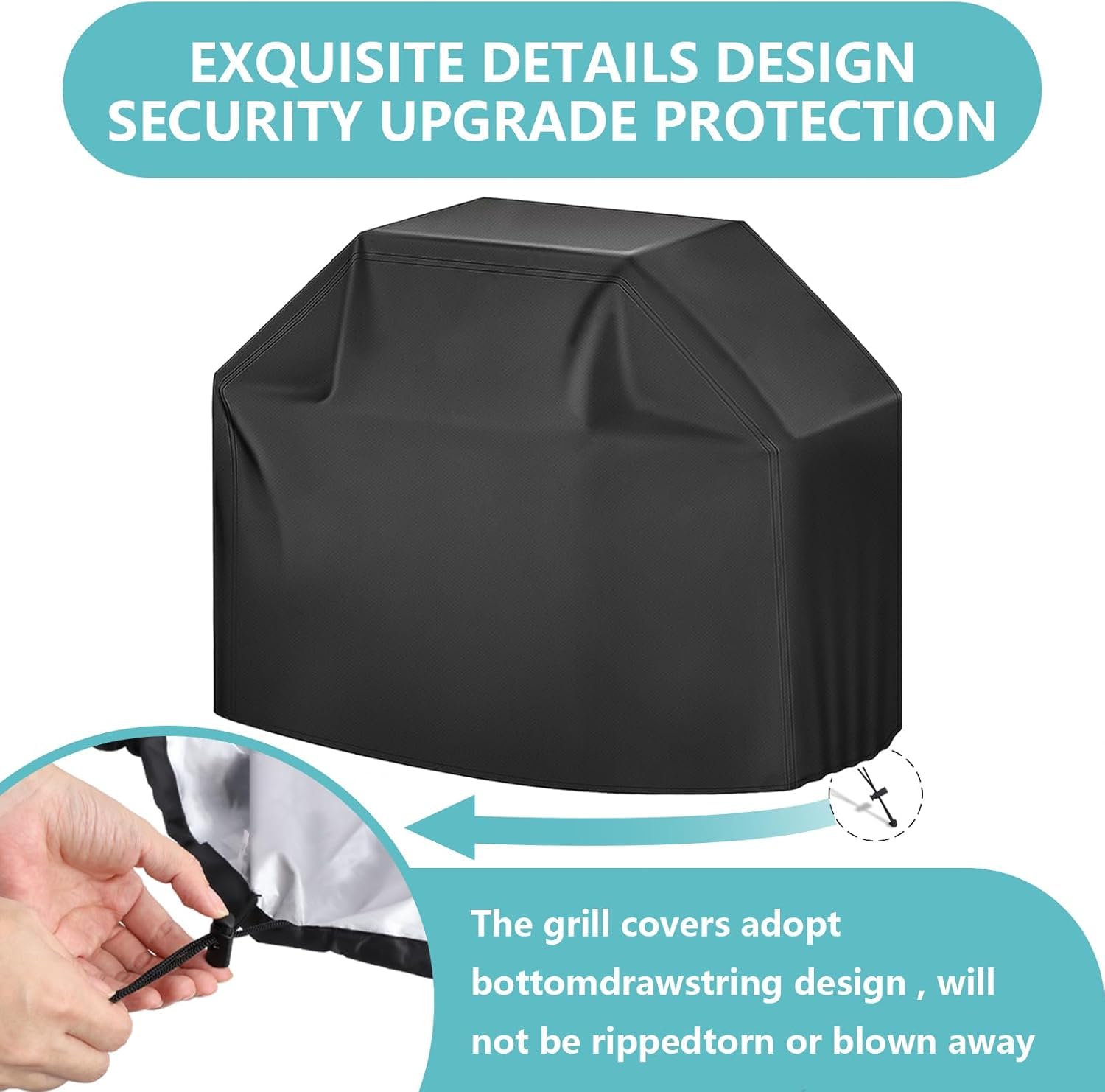 ZOTUEN grill cover includes storage bag with drawstring for neat storage.